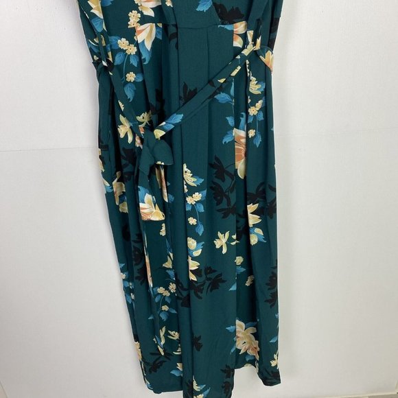 BNWT City Chic Size XL 22 Green Floral Bodysuit Pockets - Picture 3 of 13